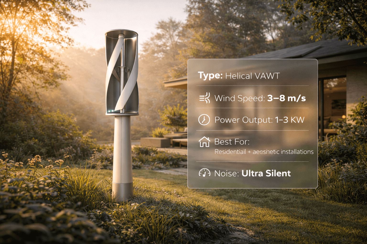 Helical flower-style vertical wind turbine by AeroSun Energy