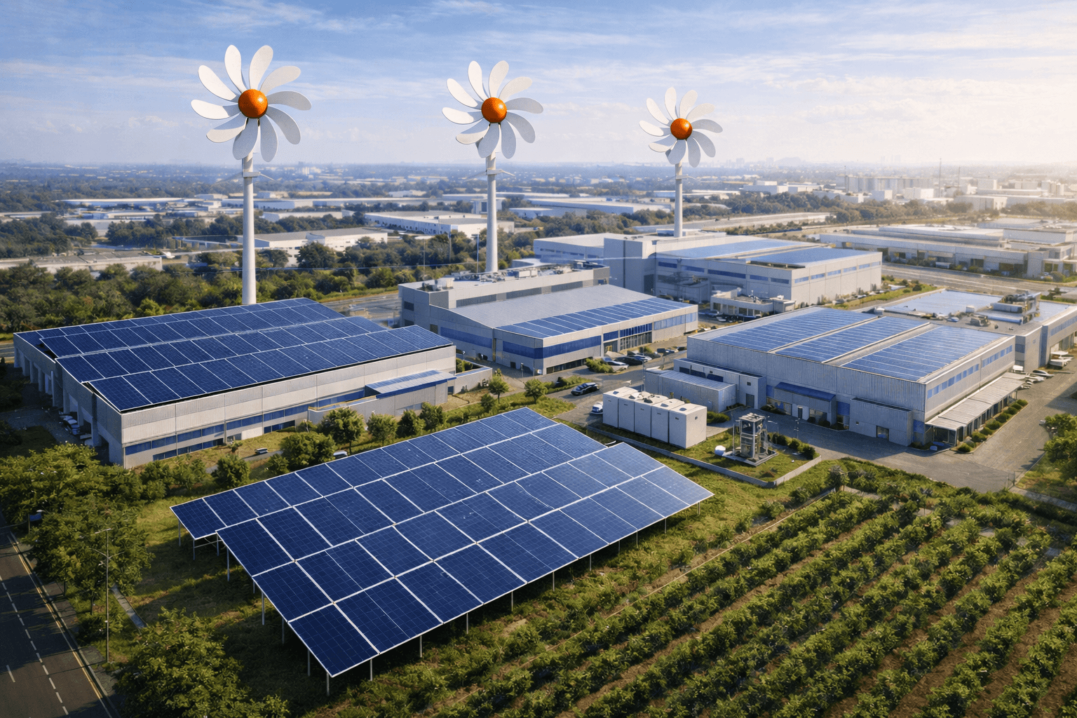 Commercial and industrial AeroSun hybrid energy installation