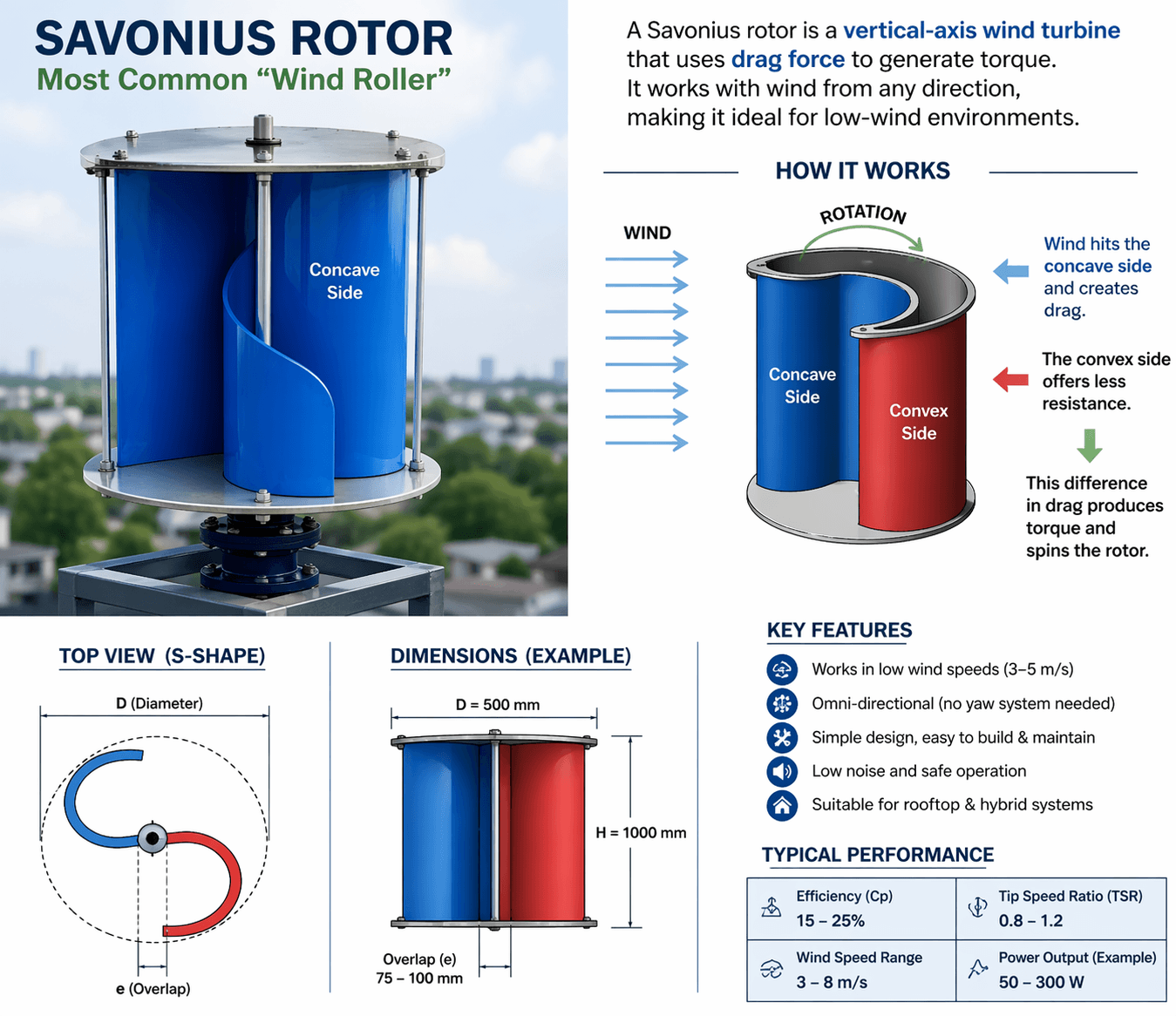 Savonius wind rotor